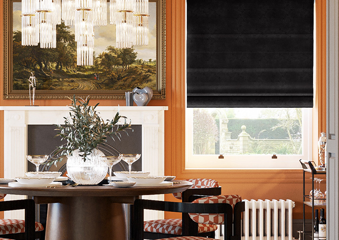 Florence Faux Suede, Classic Black - Motorised Roman Blind - Image 3
